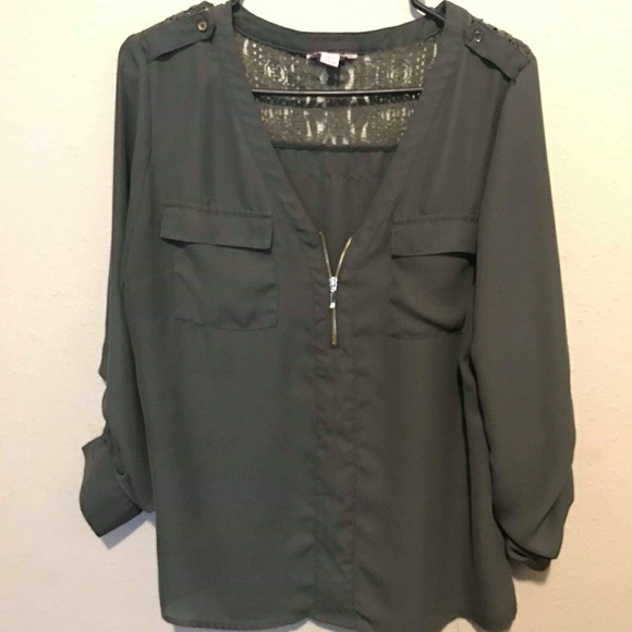 army green blouse size XL - Picture 1 of 2